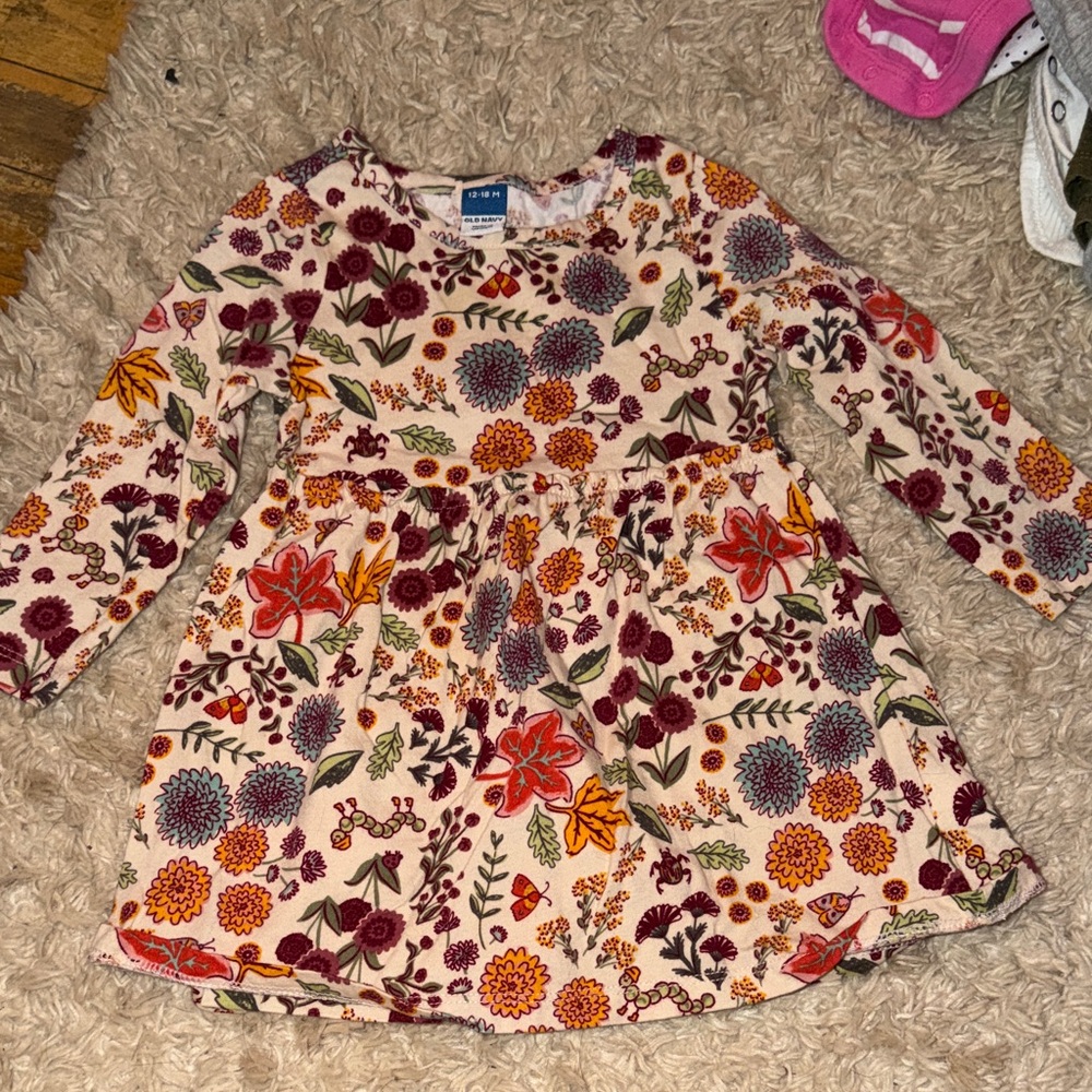 Old Navy Floral Print Dress - Cream and Multicolor